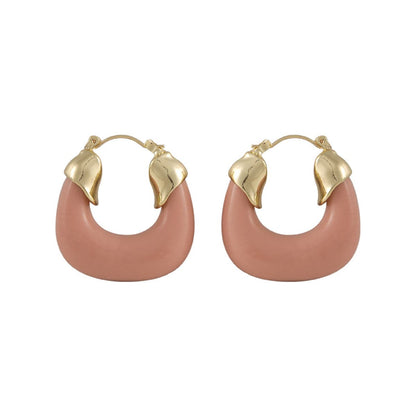 Pink Resin & Goldtone U-Stud Earrings