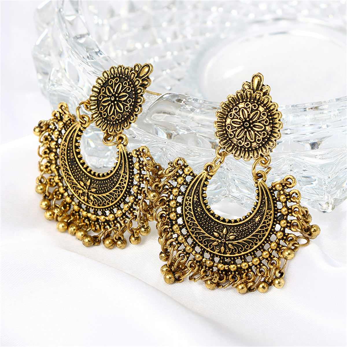 Goldtone Boho Intricate Drop Earrings