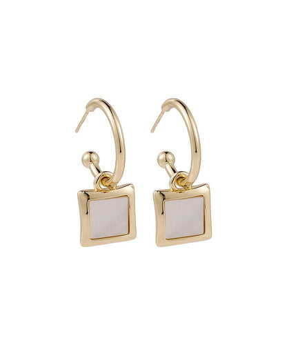 Acrylic & Goldtone Square Drop Earrings