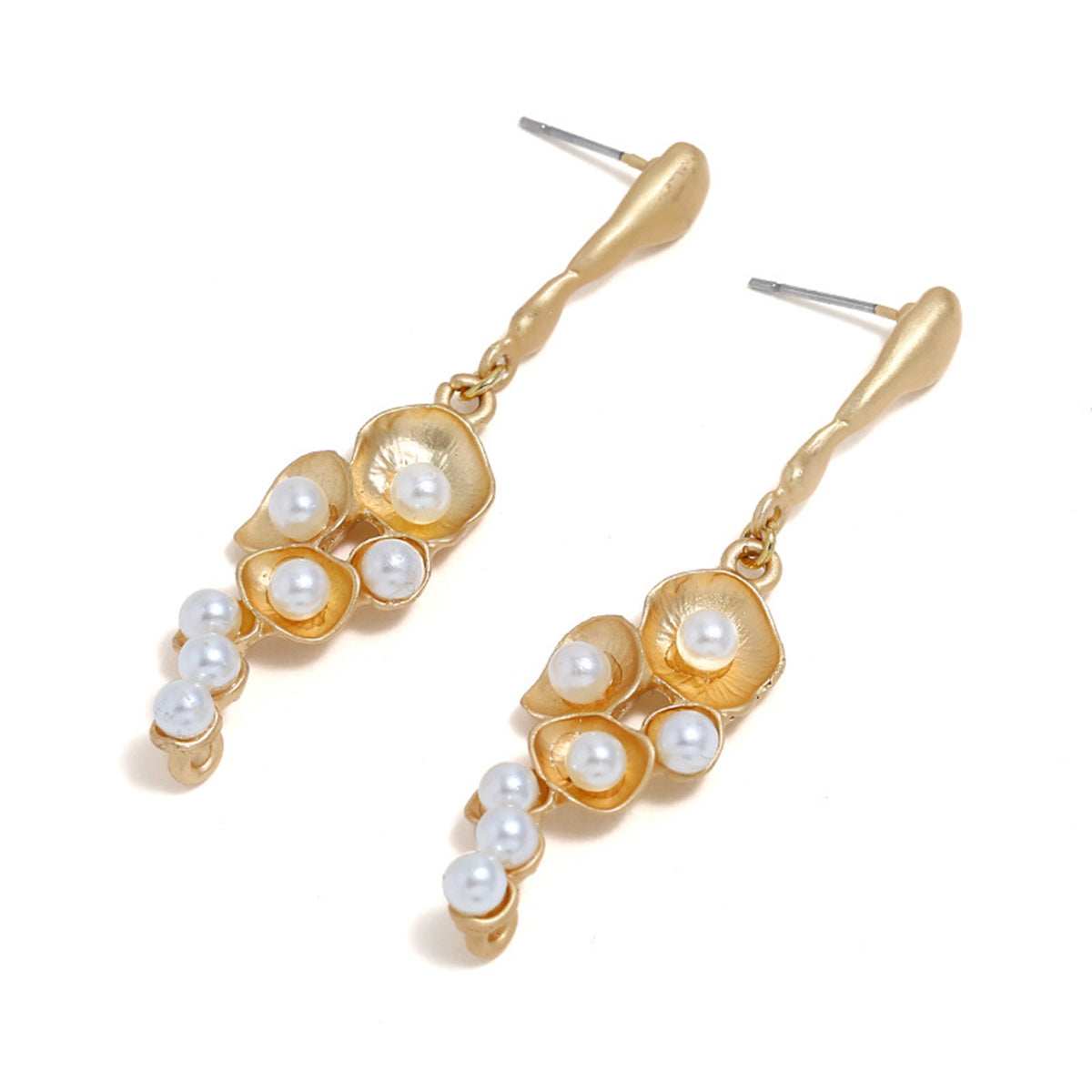 Pearl & Goldtone Mushroom Drop Earrings