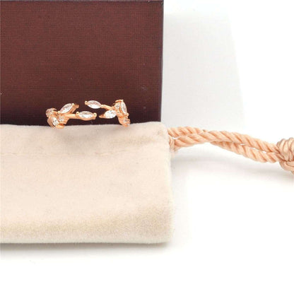 Cubic Zirconia & Rose Goldtone Rattan Adjustable Ring