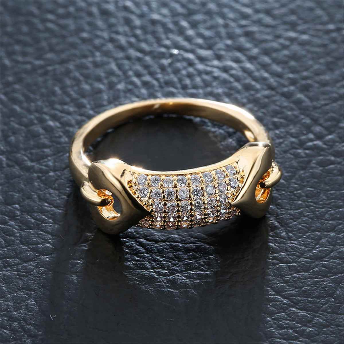 Cubic Zirconia & Goldtone Heart Ring-1