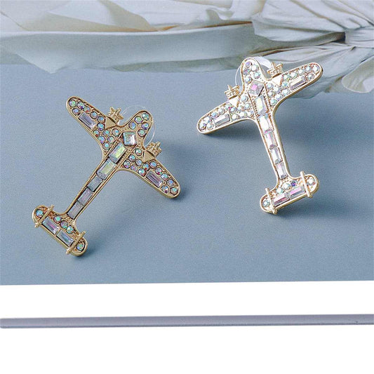Cubic Zirconia & Crystal Goldtone Airplane Drop Earrings