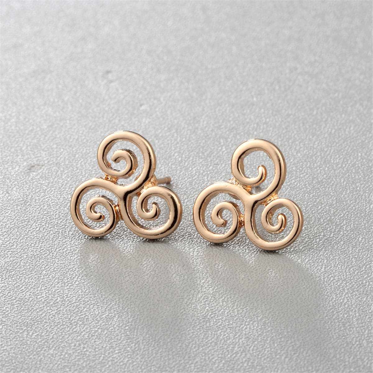 Goldtone Open Swirls Stud Earrings