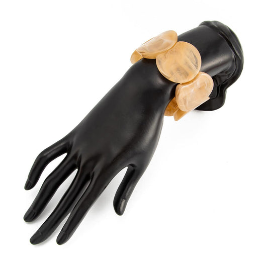 Light Coffee Resin Notched Circular Stretch Bracelet