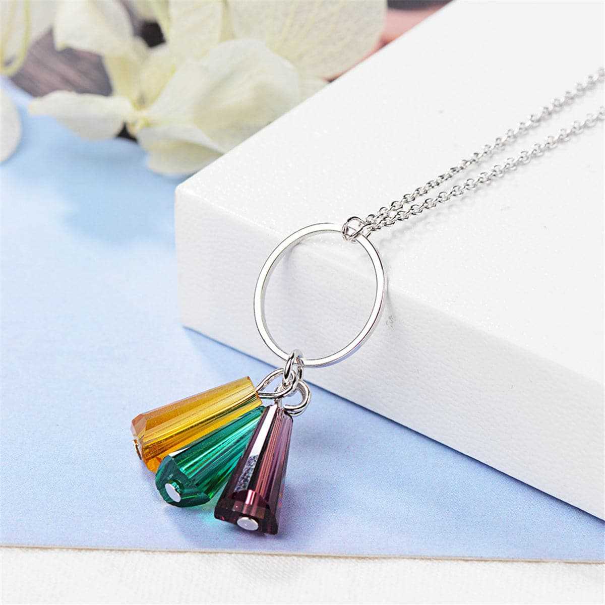 Crystal & Goldtone Rainbow Charm Bracelet