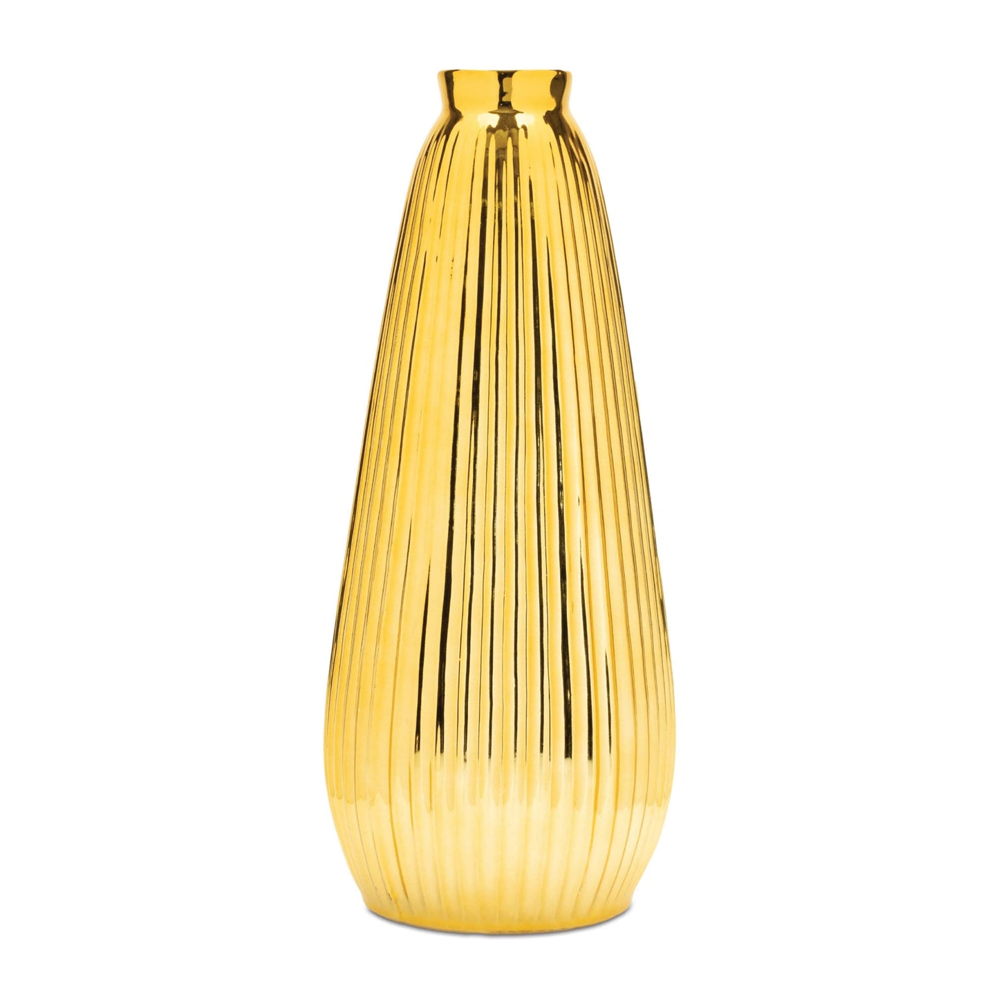 Melrose International Ribbed Metallic Ceramic Vase 16.5"H