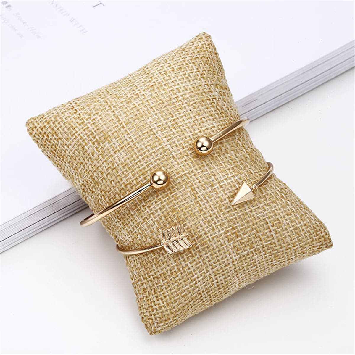 Two-piece Goldtone Arrow Cuff Bracelet Set