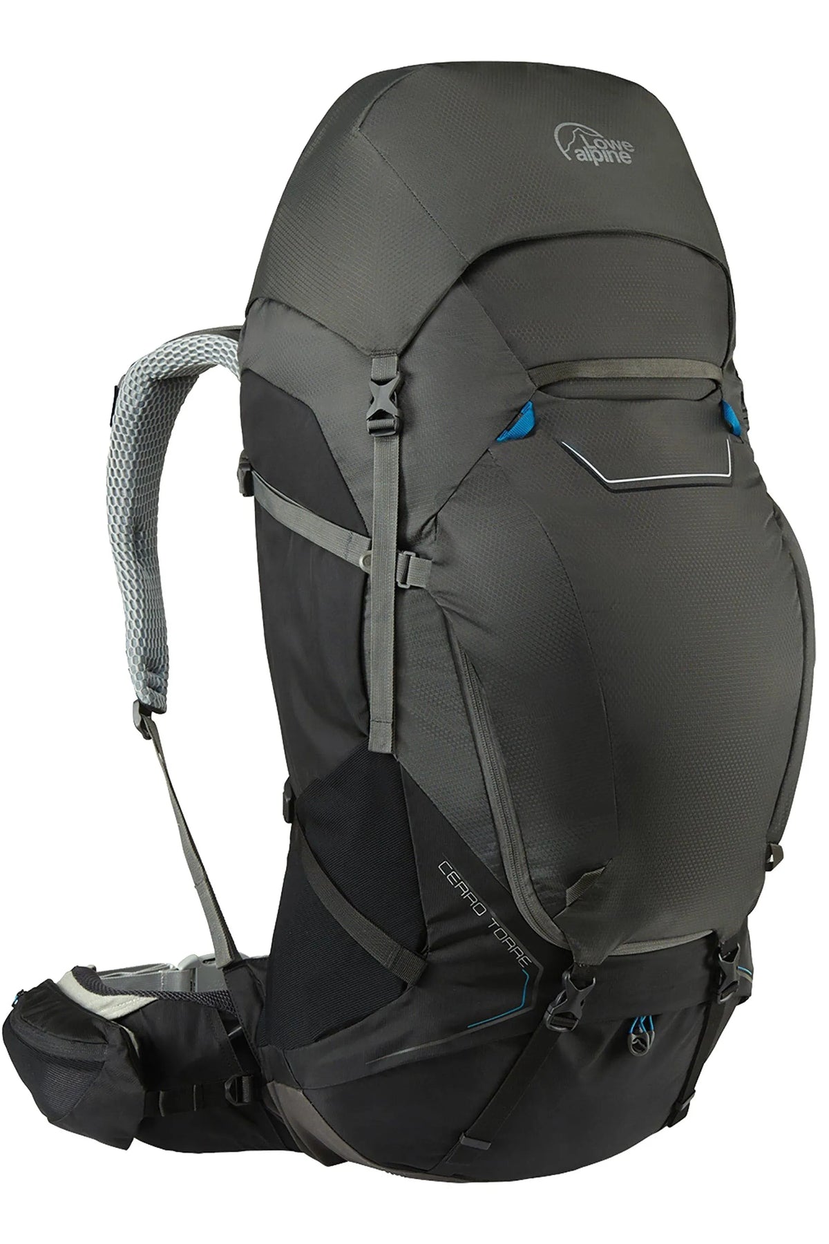 Lowe Alpine Cerro Torre 100:120 Trekking Backpack (L/XL back length) — Black/Greyhound