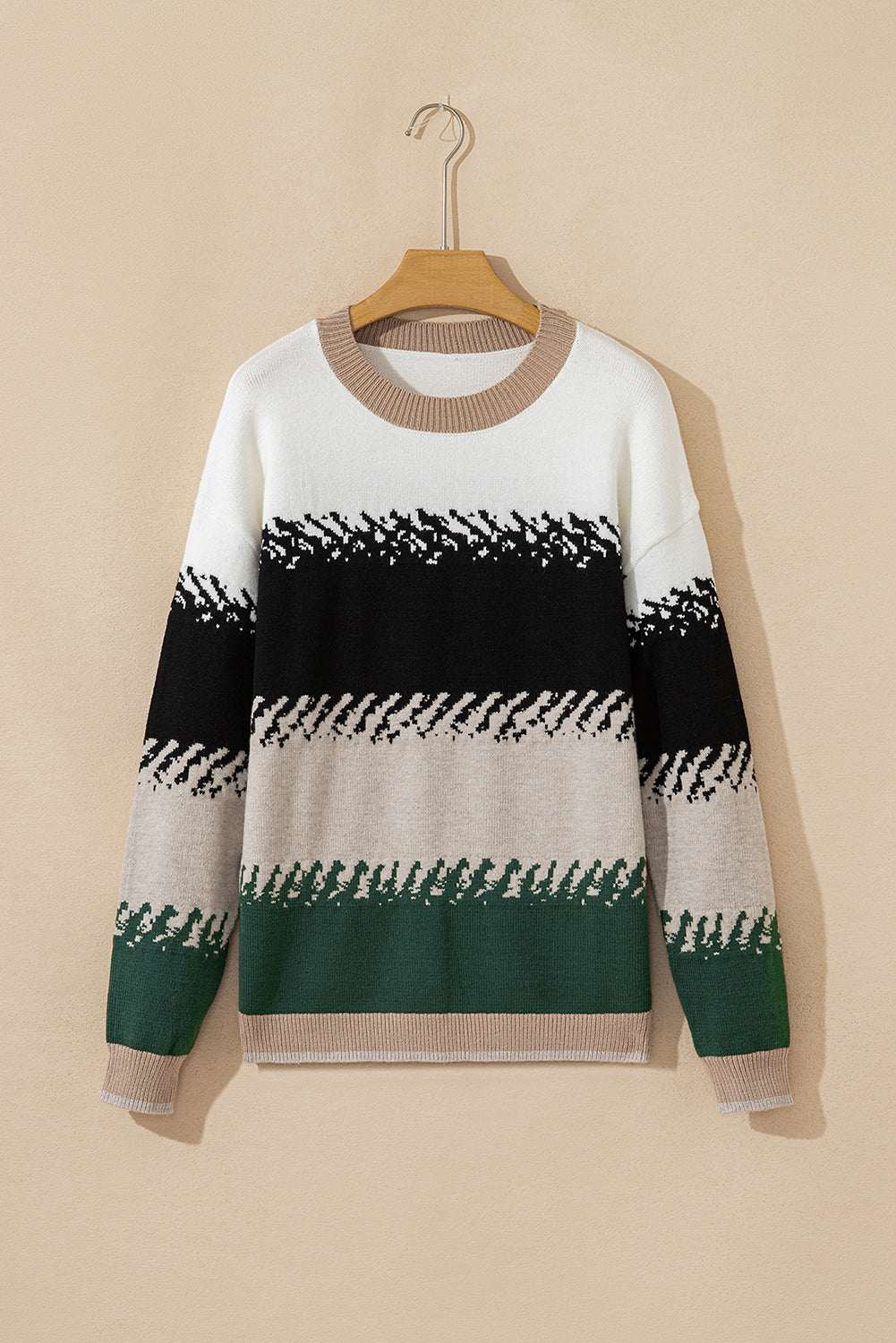 Sophia Pattern Drop Shoulder Sweater - Black / L - 12/14
