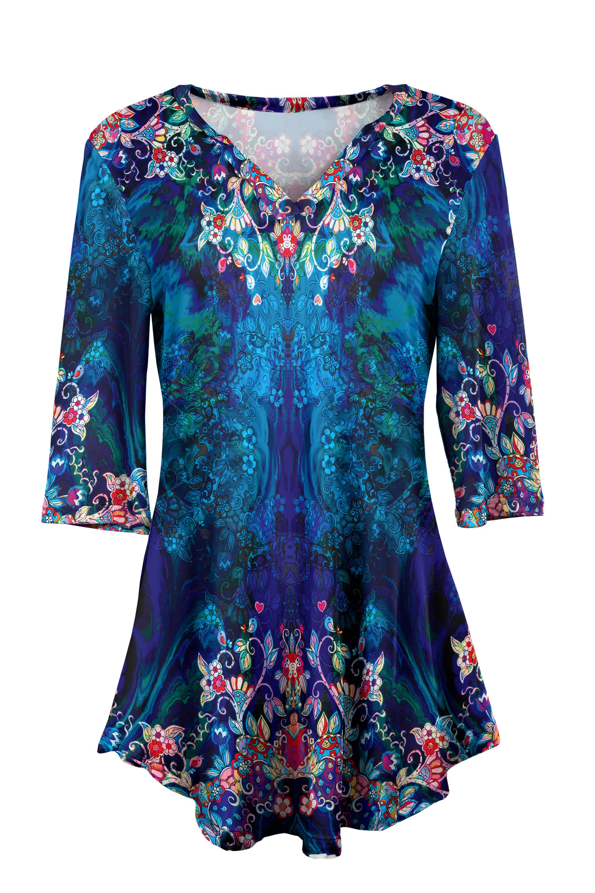 Blue Green Abstract Floral-