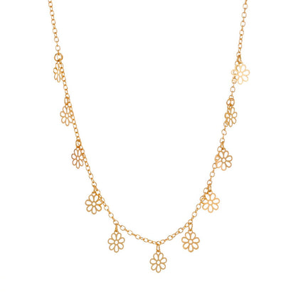 Goldtone Open Flower Station Necklace-3