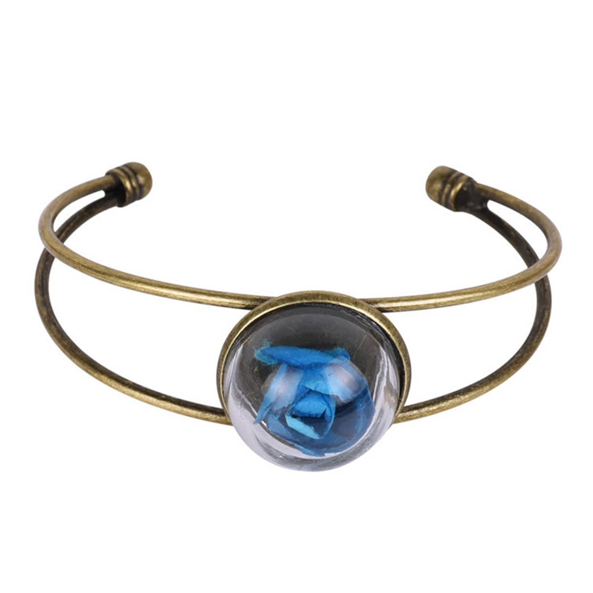 Blue Velvet Rose & Goldtone Cuff