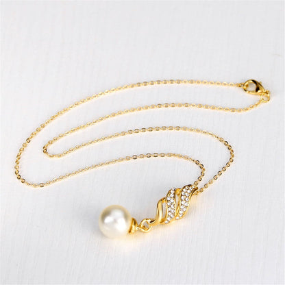 Cubic Zirconia & Pearl Goldtone Wing Drop Earrings & Pendant Necklace