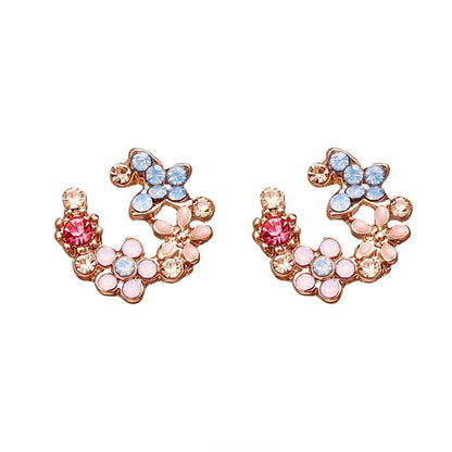 Crystal & Cubic Zirconia Flower Stud Earrings-1
