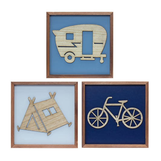 Melrose International Wood Adventure Wall Frames (Set of 3)
