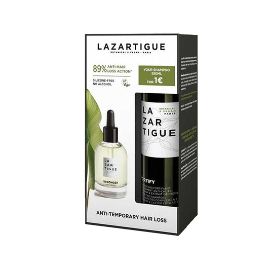 Lazartigue Grow Stronger Hair Care Set: Anti Hair Fall Shampoo & Strengthening Serum for Hair Growth & Thinning Solution