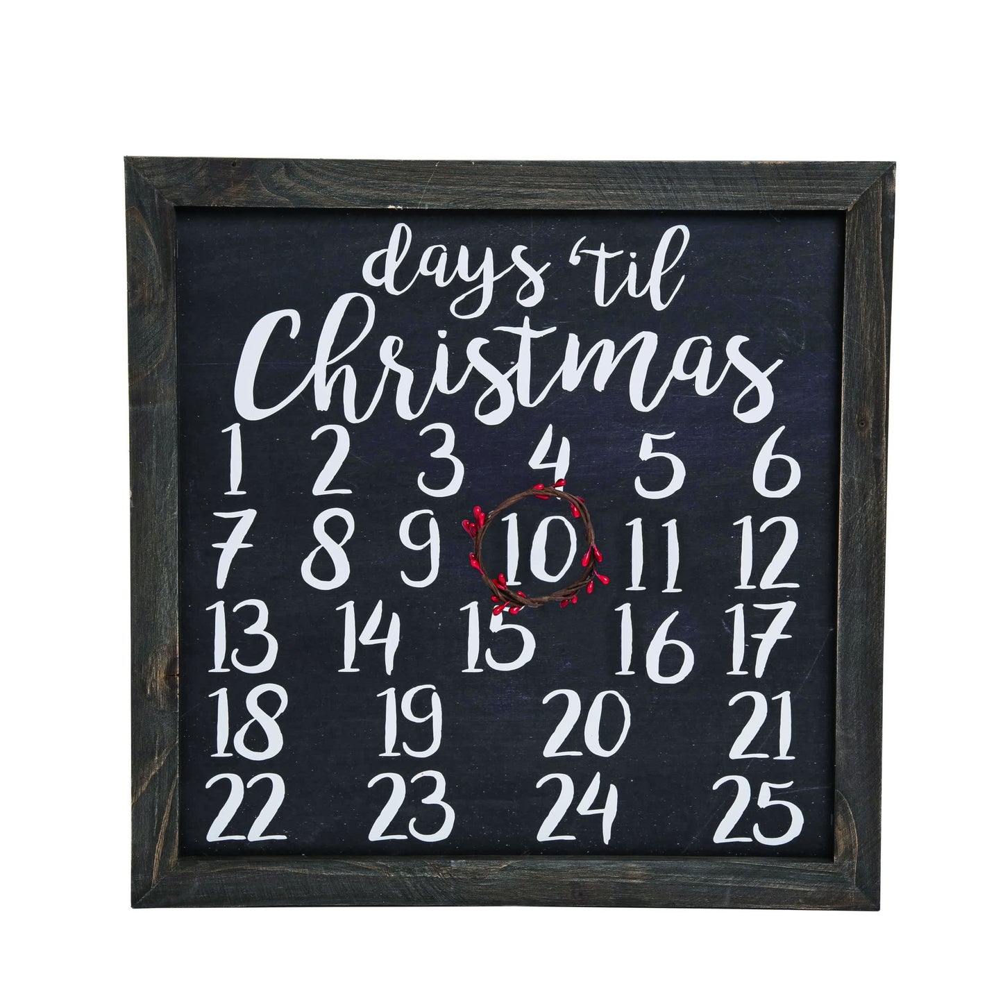 16 in Multicolor Wood Christmas Countdown with Magnetic Wreath Advent Calendar for Holiday Cheer