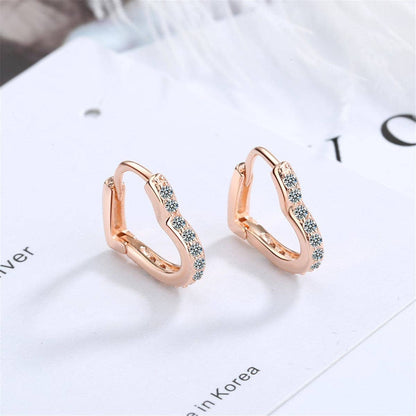 Cubic Zirconia & Rose Goldtone Heart Hoop Earrings