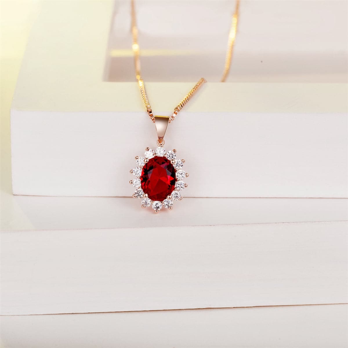 Cubic Zirconia & Rose Goldtone Floral Pendant Necklace-2