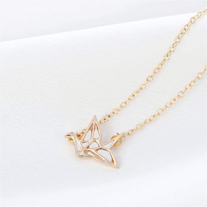 Goldtone Openwork Crane Pendant Necklace