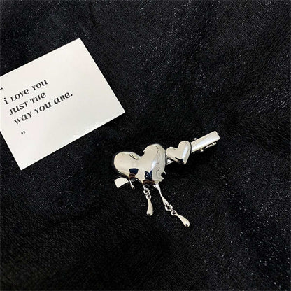 Silvertone Melting Heart Hair Clip
