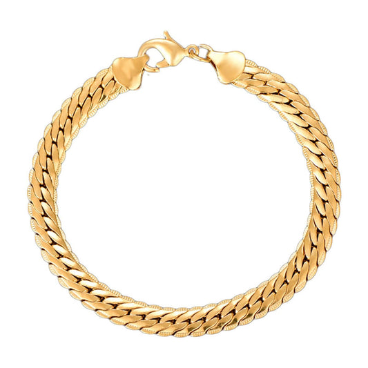 Goldtone Figaro Herringbone Bracelet