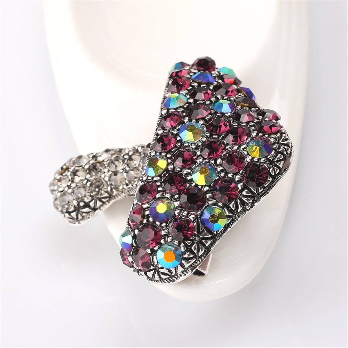 Purple & Blue Cubic Zirconia Mushroom Brooch