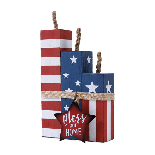 Melrose International Americana Firecracker Block Bundle 14"H
