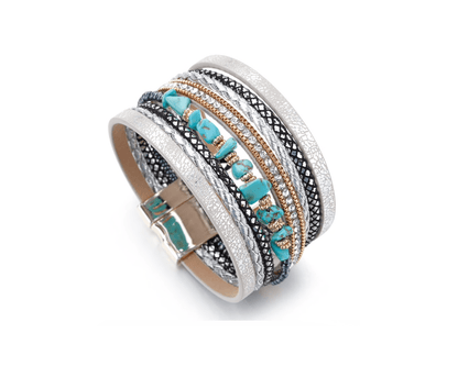 Silvertone, Teal, Silver-