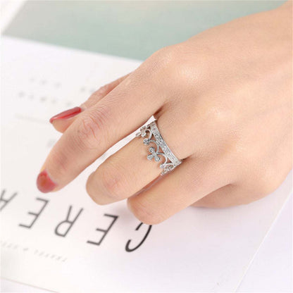 Cubic Zirconia & Silvertone Crown Band-4