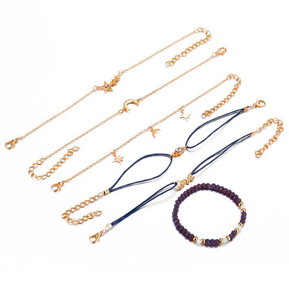Blue Cubic Zirconia & Goldtone Celestial Bracelet Set