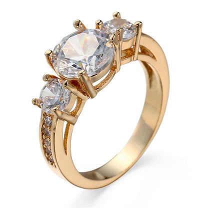 Cubic Zirconia & Goldtone Round-Cut Tri-Stone Ring-4