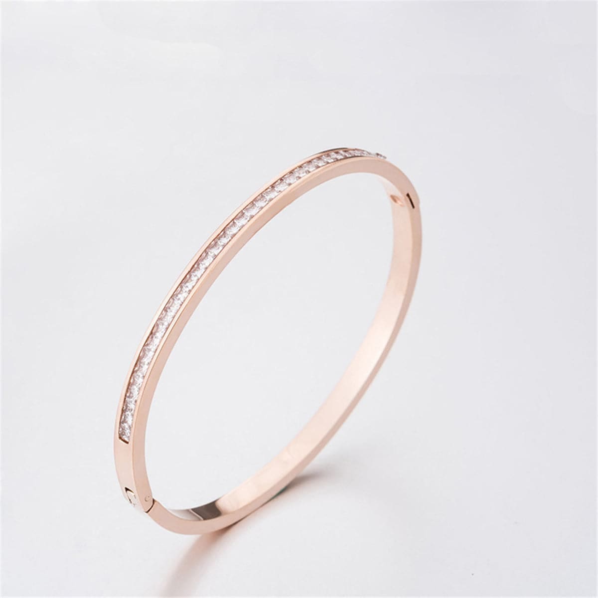 Cubic Zirconia & Rose Goldtone Bezel-Set Bangle