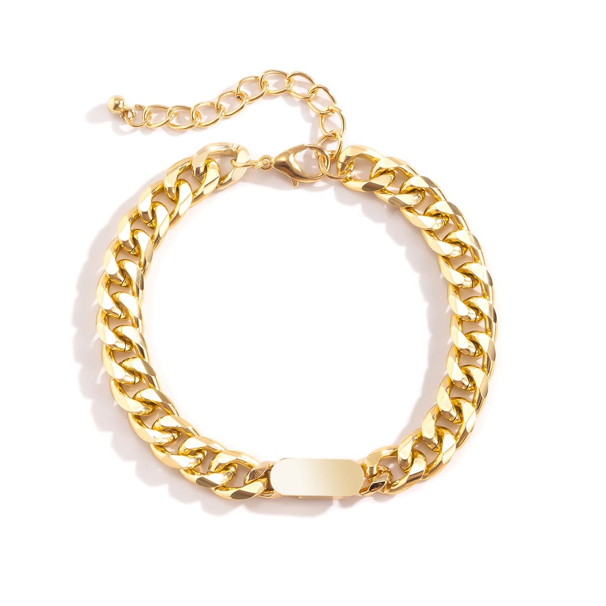 Goldtone Curb Chain ID Bracelet