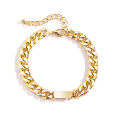 Goldtone Curb Chain ID Bracelet