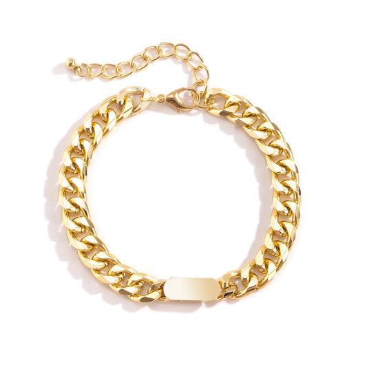Goldtone Curb Chain ID Bracelet