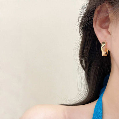 Goldtone Diamond-Cut Hoop Earrings