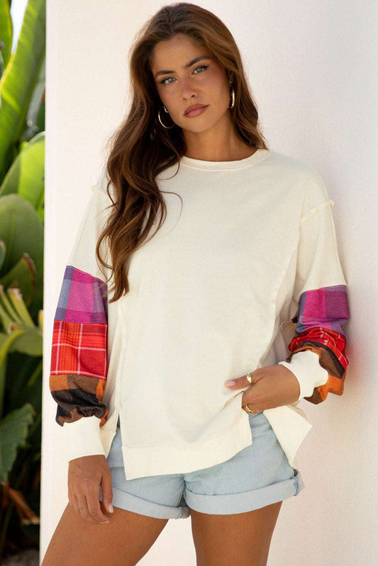 Threaded Pear Anika Seam Patchwork top Long Sleeve Top