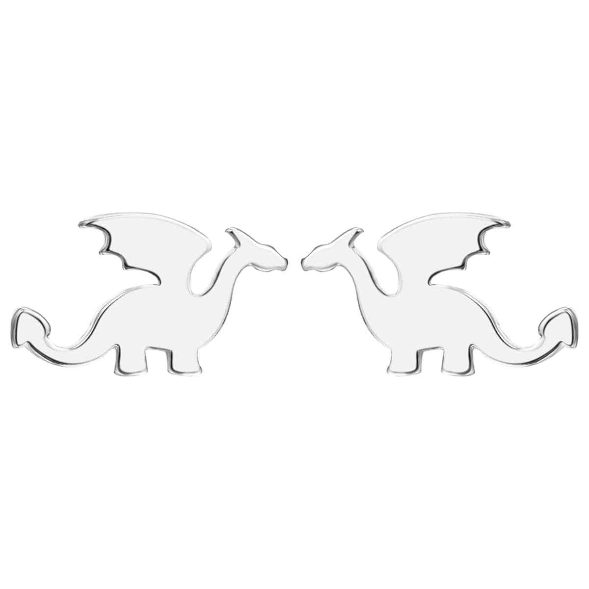 Silvertone Dragon Stud Earrings