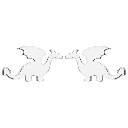 Silvertone Dragon Stud Earrings