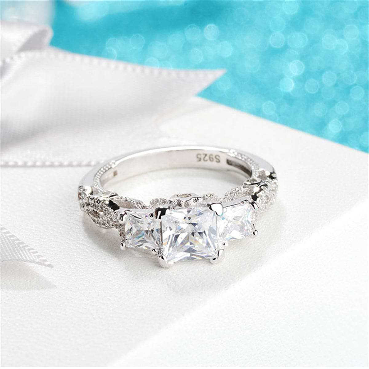 Crystal & Cubic Zirconia Princess-Cut Ring