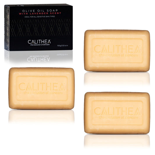 Calithea Skincare All Natural Olive Oil Soap with Lavender | 3-Pack