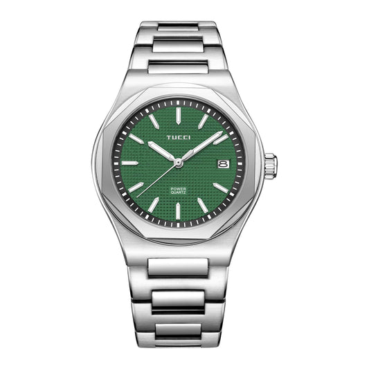 Silver Tone Green-