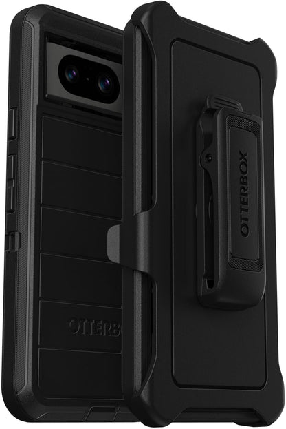 Otterbox Google Pixel 8 Defender Series Case - Black, Rugged & Durable, with Port Protection, Includes Holster Clip Kickstand