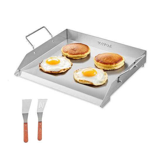 VEVOR 18x16 in Flat Top Griddle Stainless Steel Universal BBQ Grill Pan Cookware - Silver