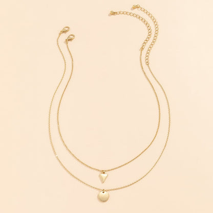 Goldtone Round & Triangle Pendant Necklace Set