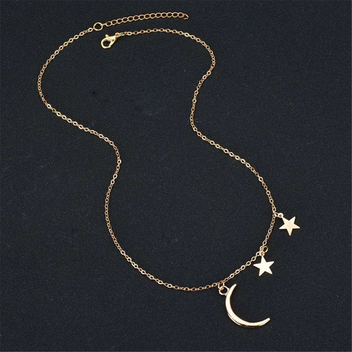 Goldtone Crescent & Star Necklace