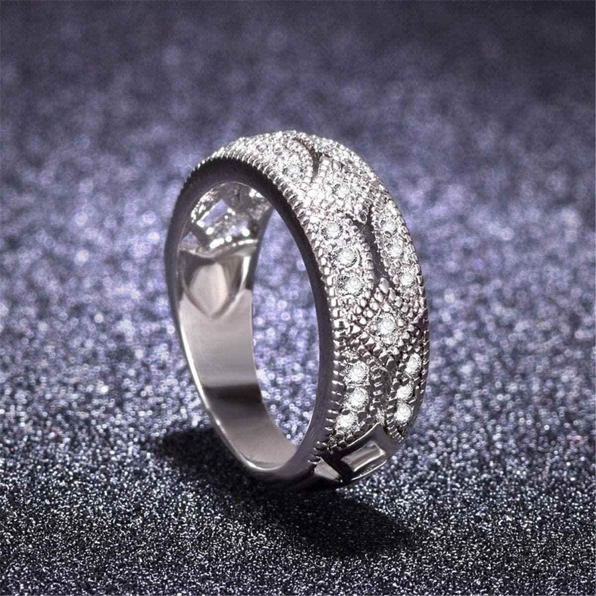 Cubic Zirconia & Silvertone Ring