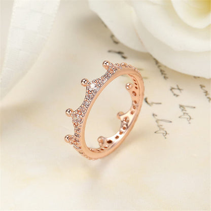Cubic Zirconia & Rose Goldtone Crown Band Ring-4